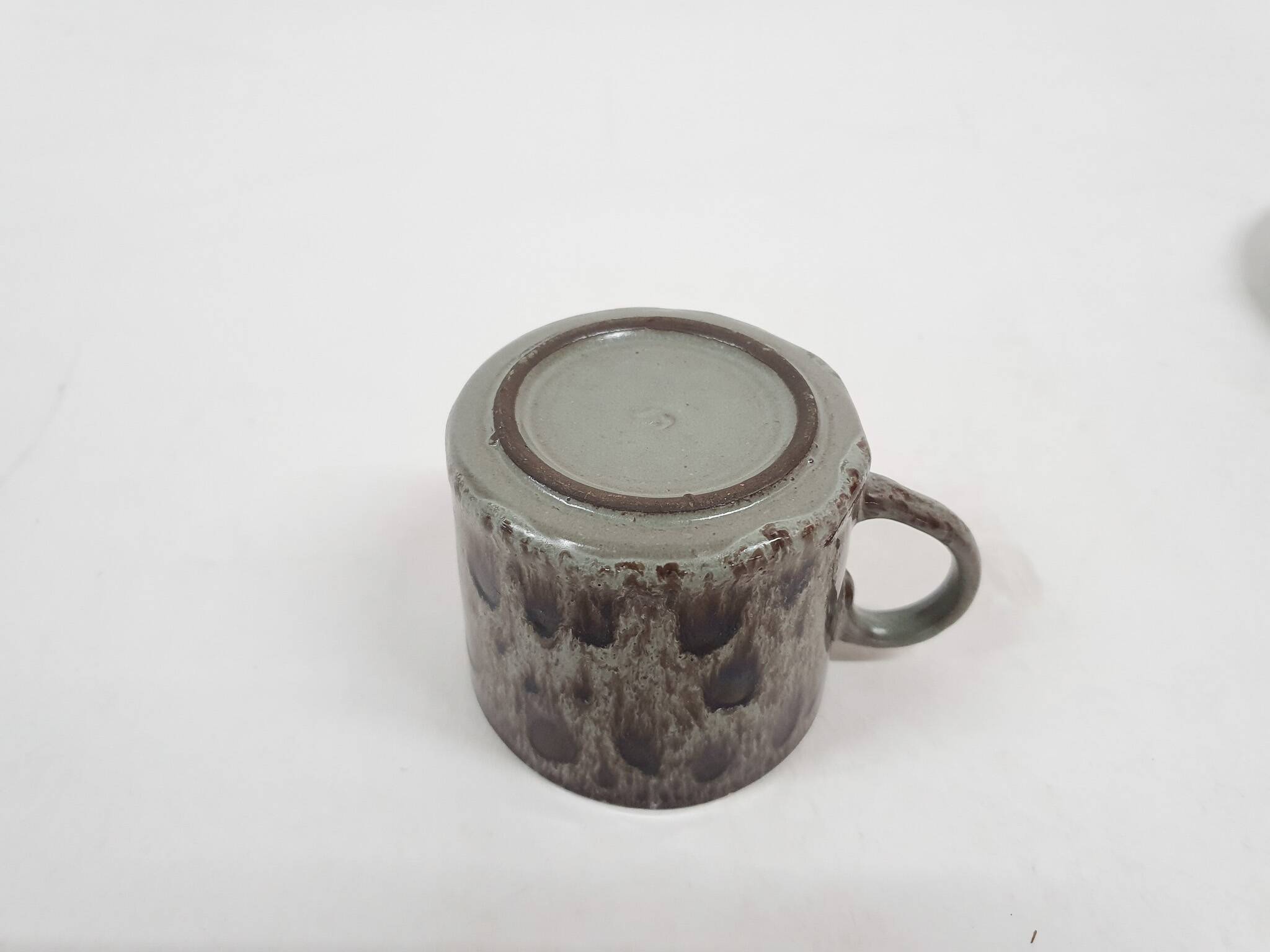 Ceremic lava cup in brown and turquoise, 1970's