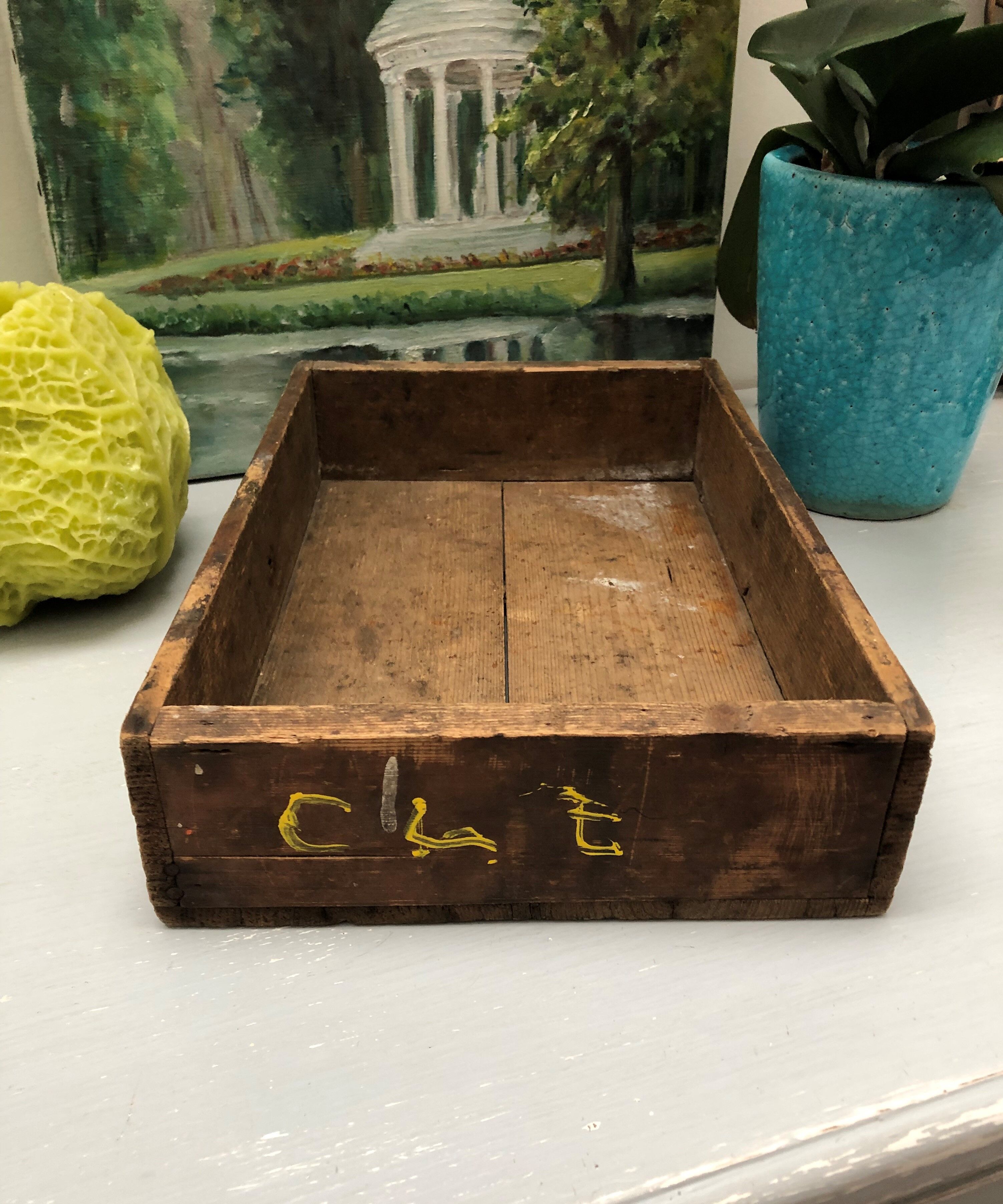 Old wooden box of industrial workshop