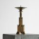 Large Art Deco chandelier in patinated brass