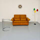 Vintage 70s thick cognac leather 2-seater sofa by De Sede.