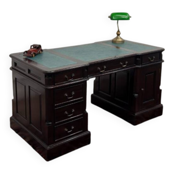 Classic English Desk Green Leather Inlay