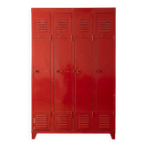 Armoire vestiaire industriel vintage 4 portes en métal rouge