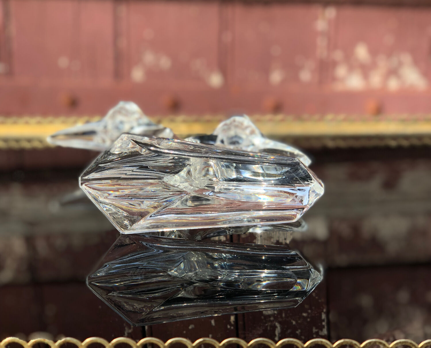 Pair of glass candle holders 70s