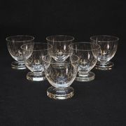6 Verres A Liqueur / Digestif En Cristal Gravé Craquelé Craquelures