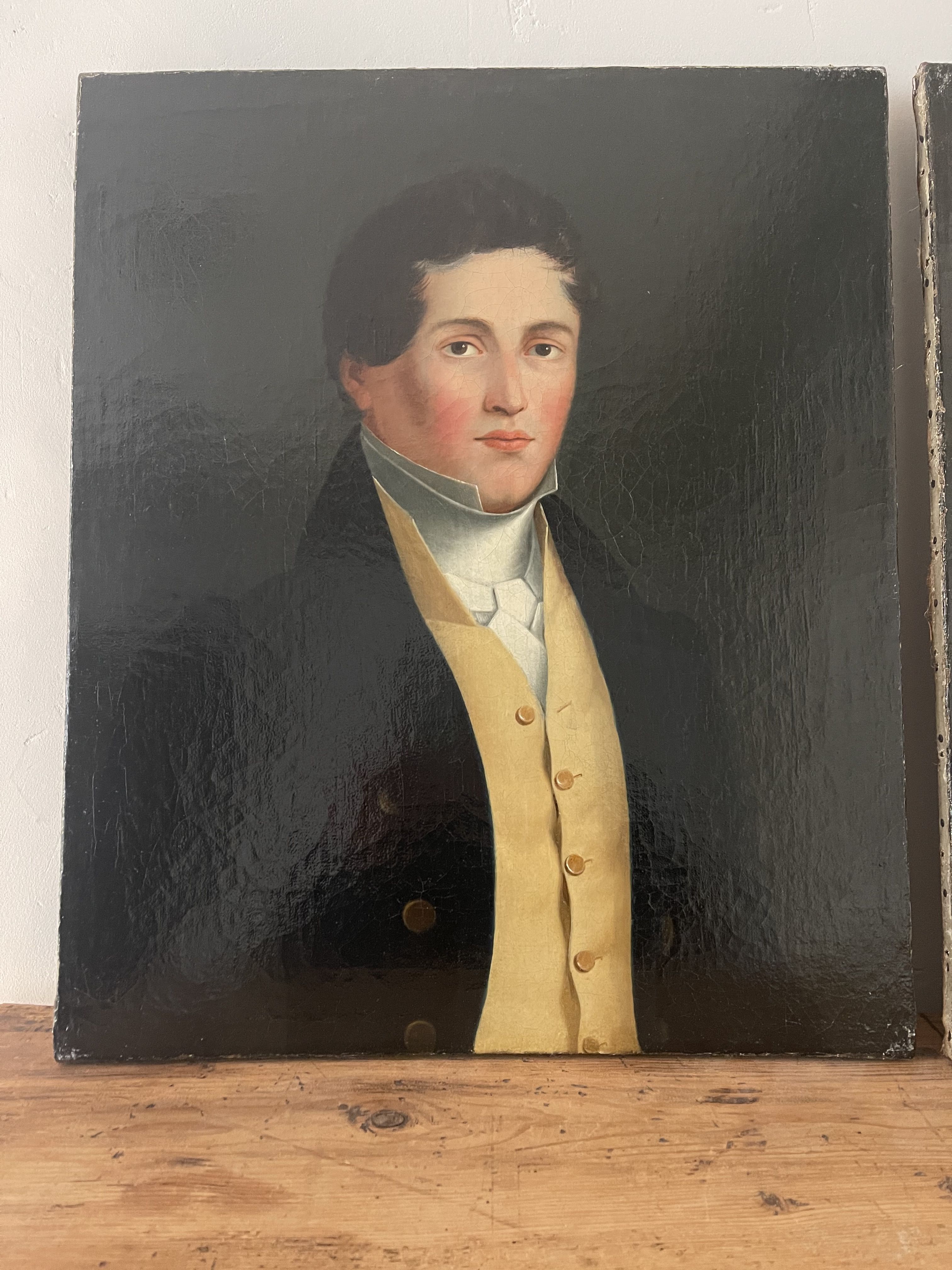 Duo portraits of a young couple painting on oil