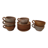 Stoneware coffee service, cups and saucers