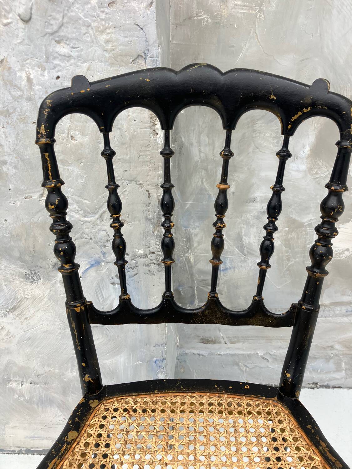 Napoleon III chair in blackened wood and cane
