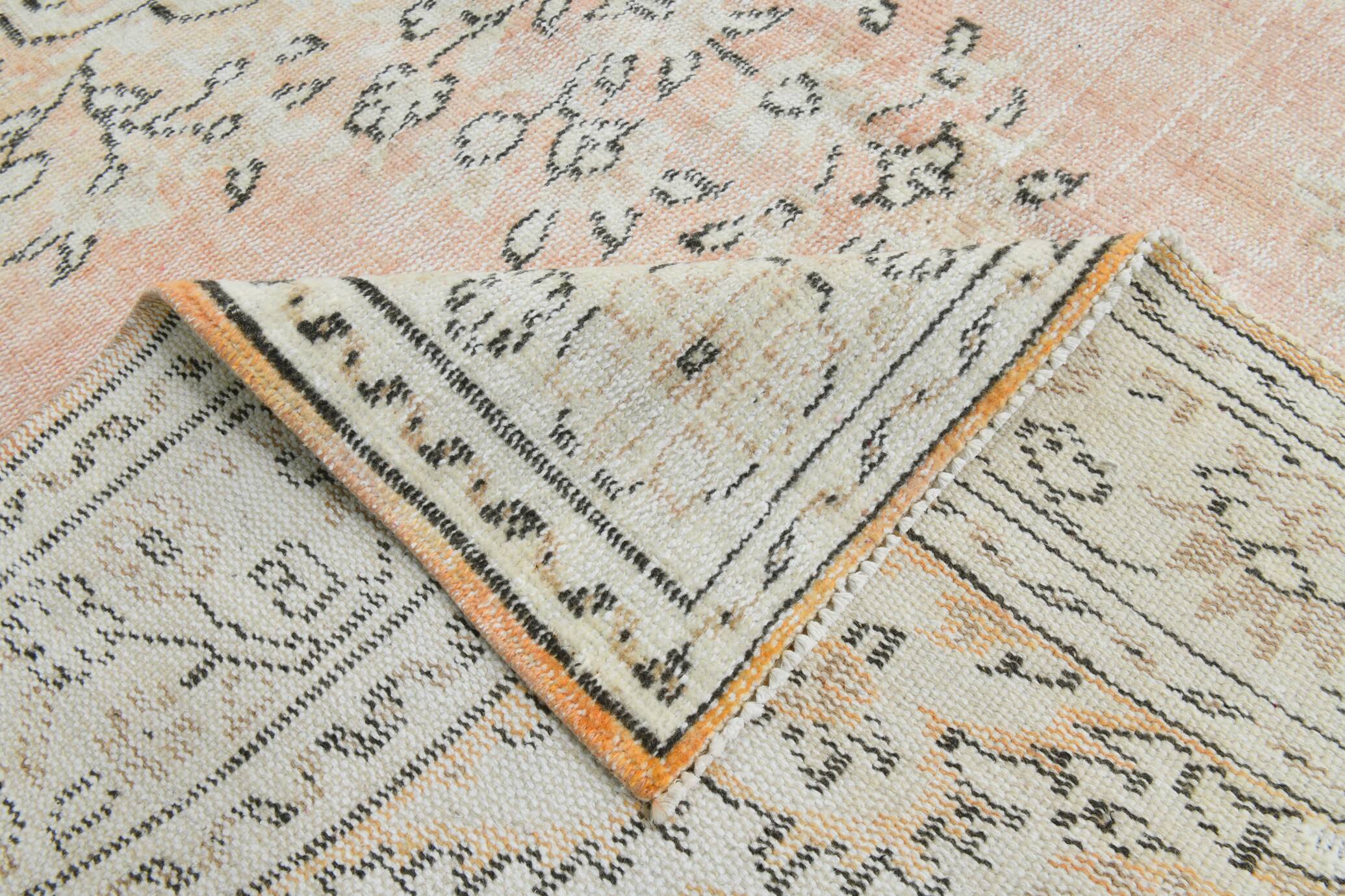 6x9 Turkish Apricot Oriental Vintage Rug, 180x289Cm