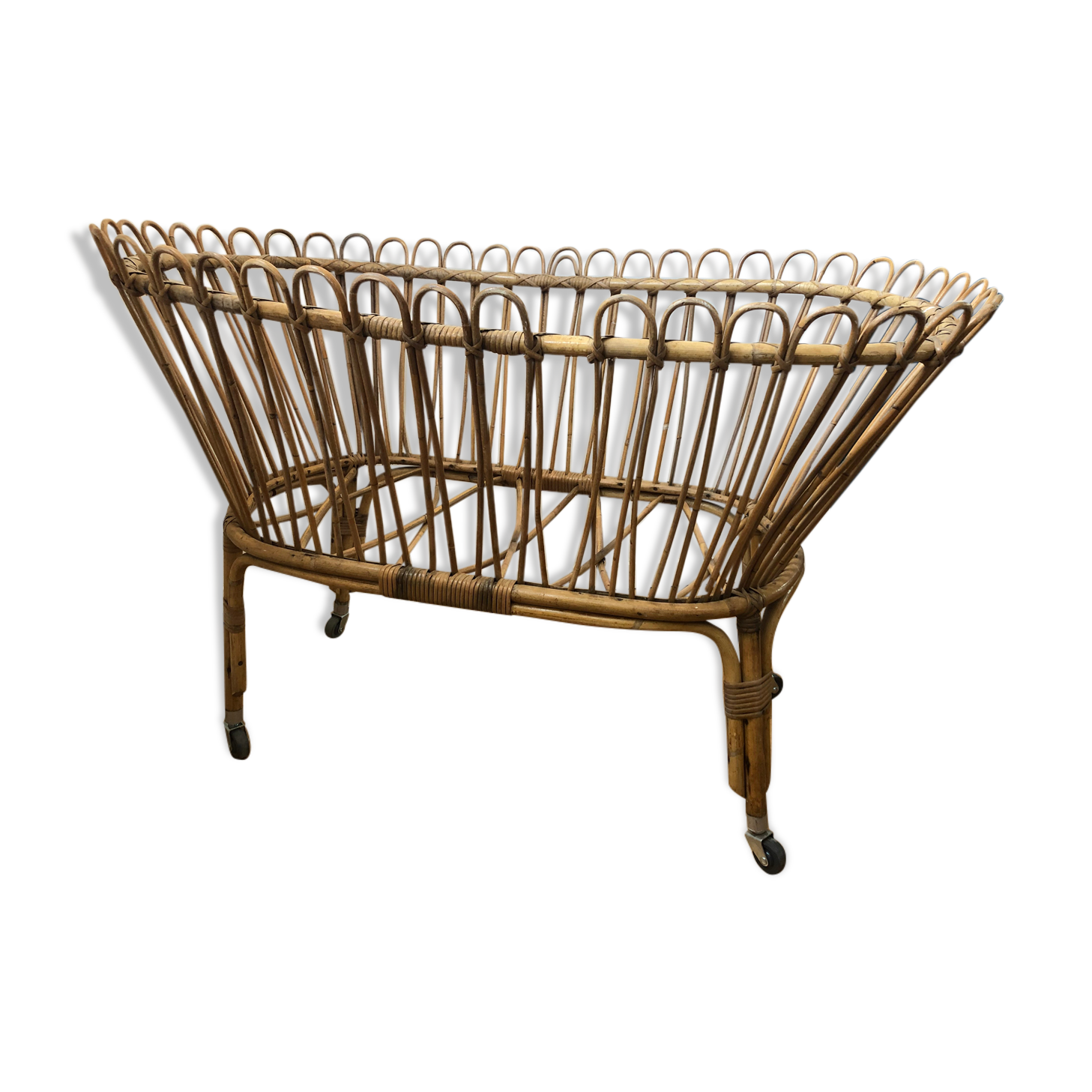 Vintage rattan cradle