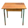 Vintage school desk made of wood and green metal - inkwell hole - antique.