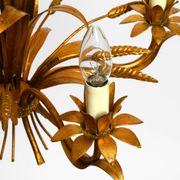 Beautiful 1970s gold-plated 5-arm tall metal chandelier by Hans Kögl