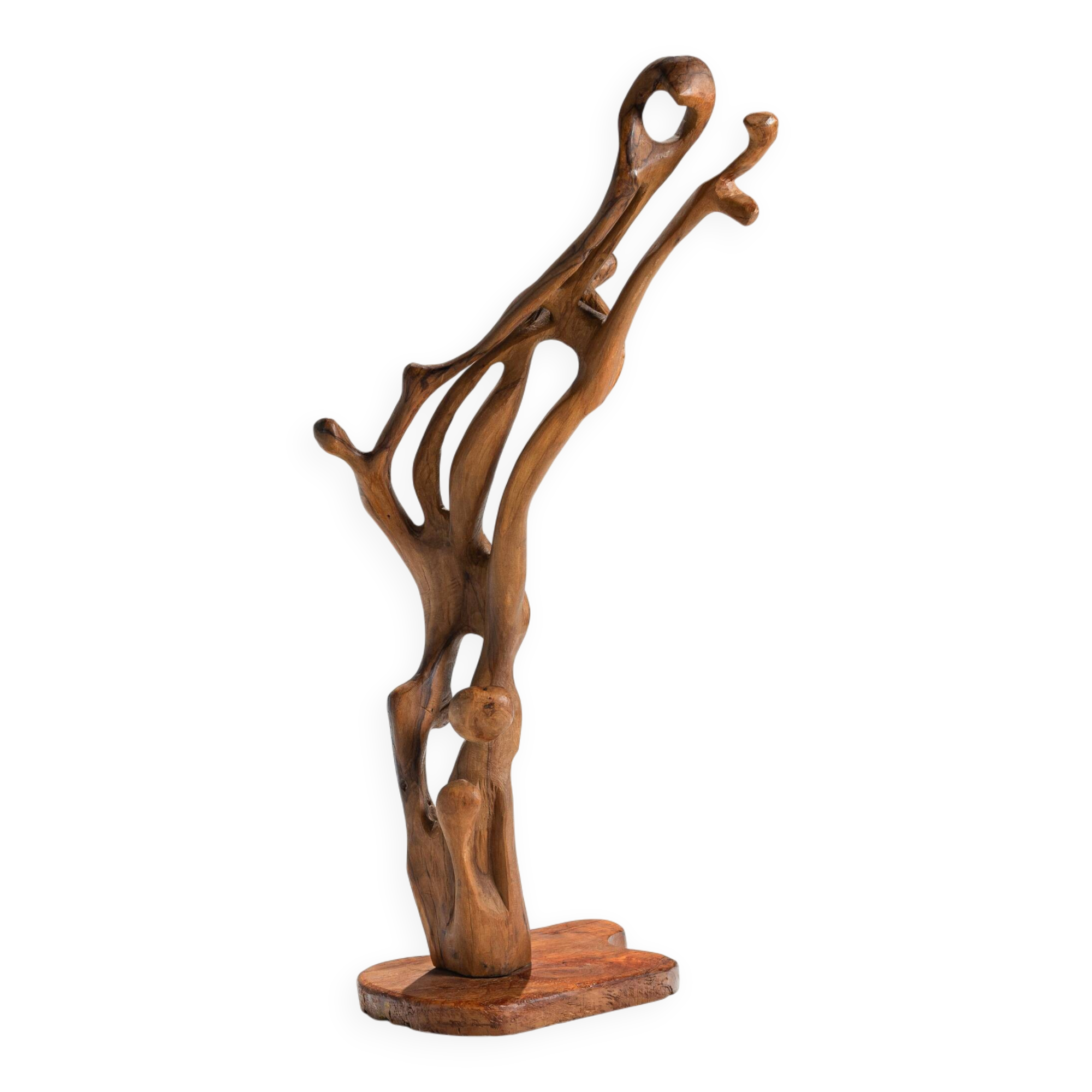 Handmade floorsculpture in burl wood