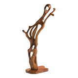 Handmade floorsculpture in burl wood