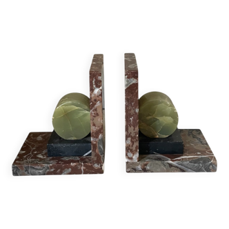 pair of marble and onyx Art Deco bookends
