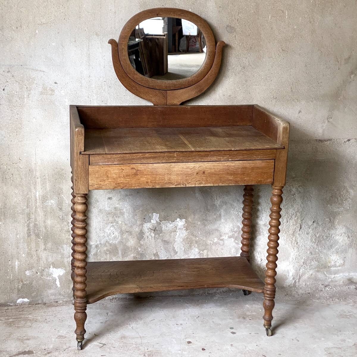 Vintage 1950s turned wood dressing table