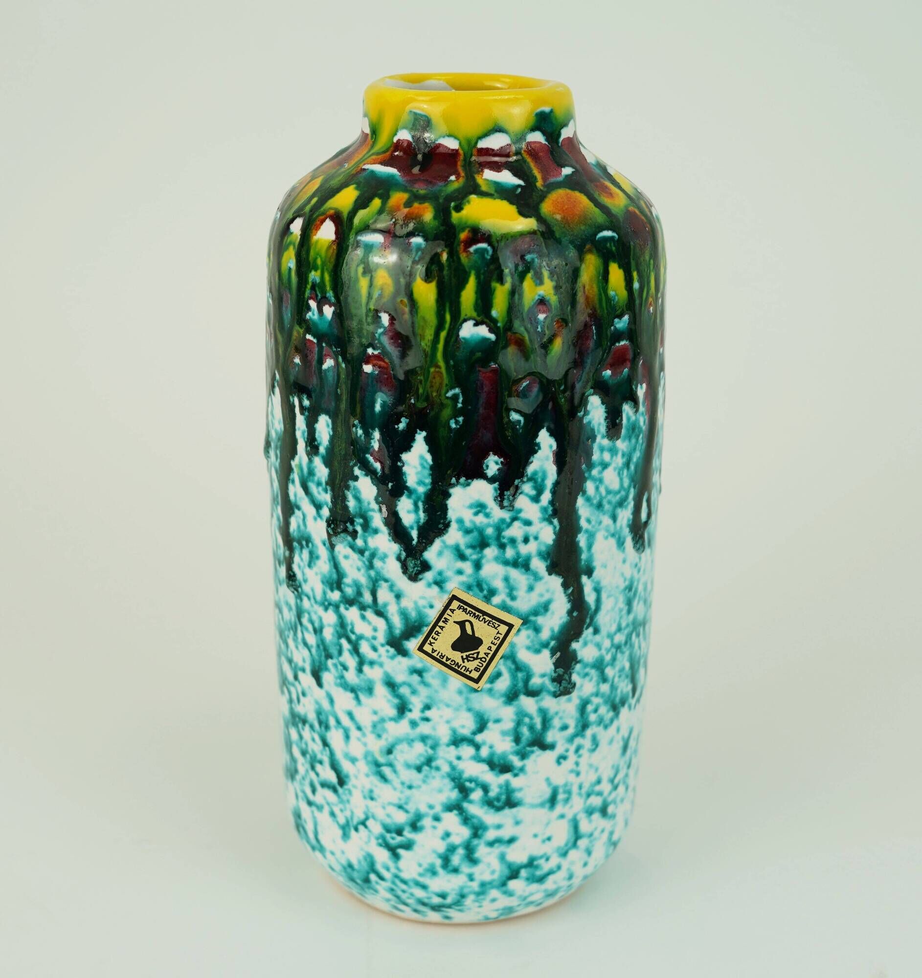 keramia iparművész budapest VASE - colorful drip glaze - hungarian ceramics