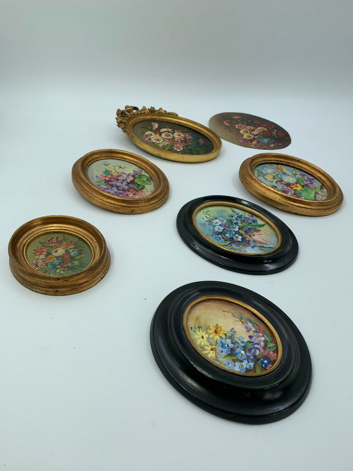 Lot miniature paintings floral decoration 1920