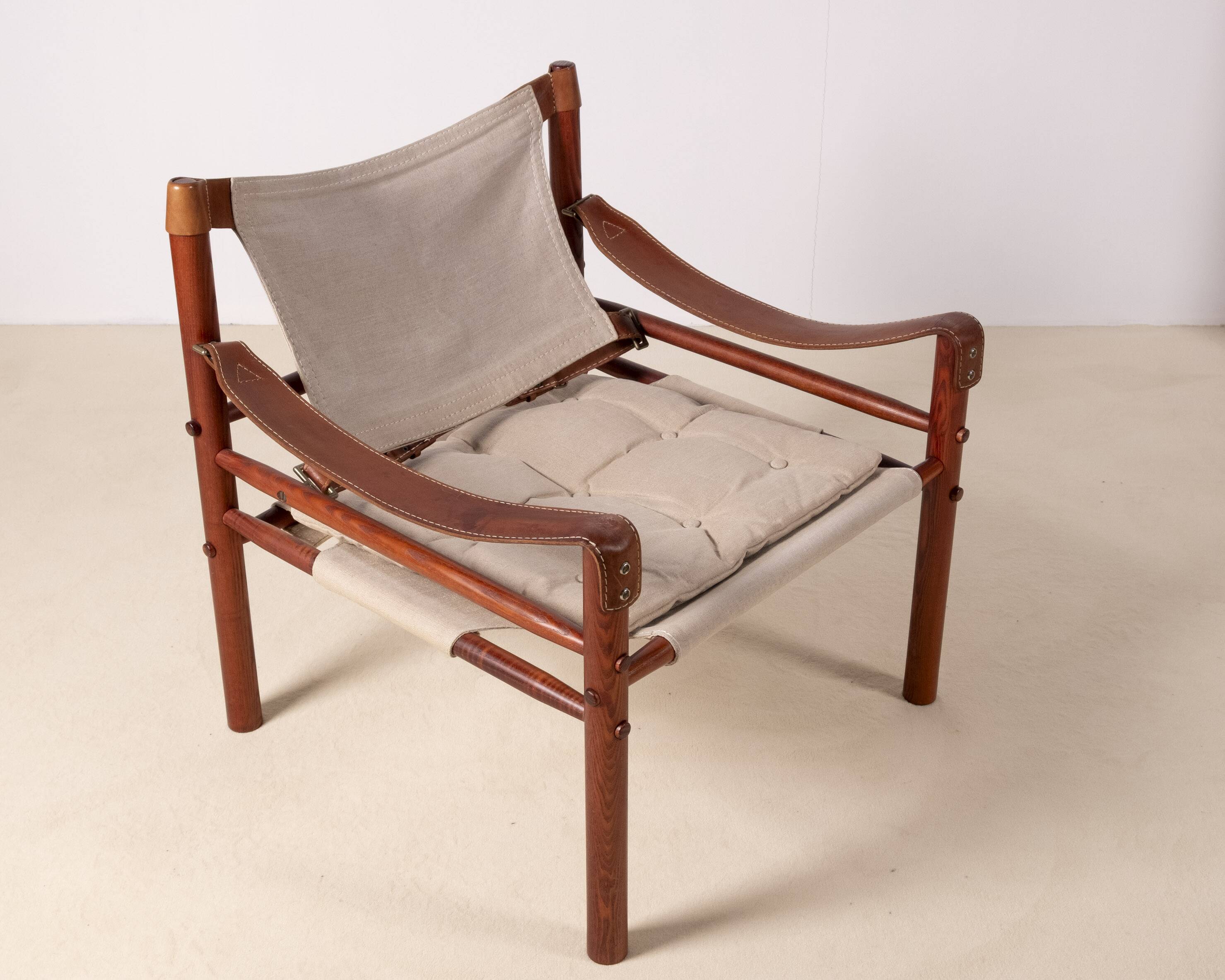 Arne Norell Sirocco Lounge Chair in Ash and Canvas, 1960s Sweden