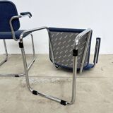 Paire fauteuils Marcel Breuer B64 Knoll tissu bleu