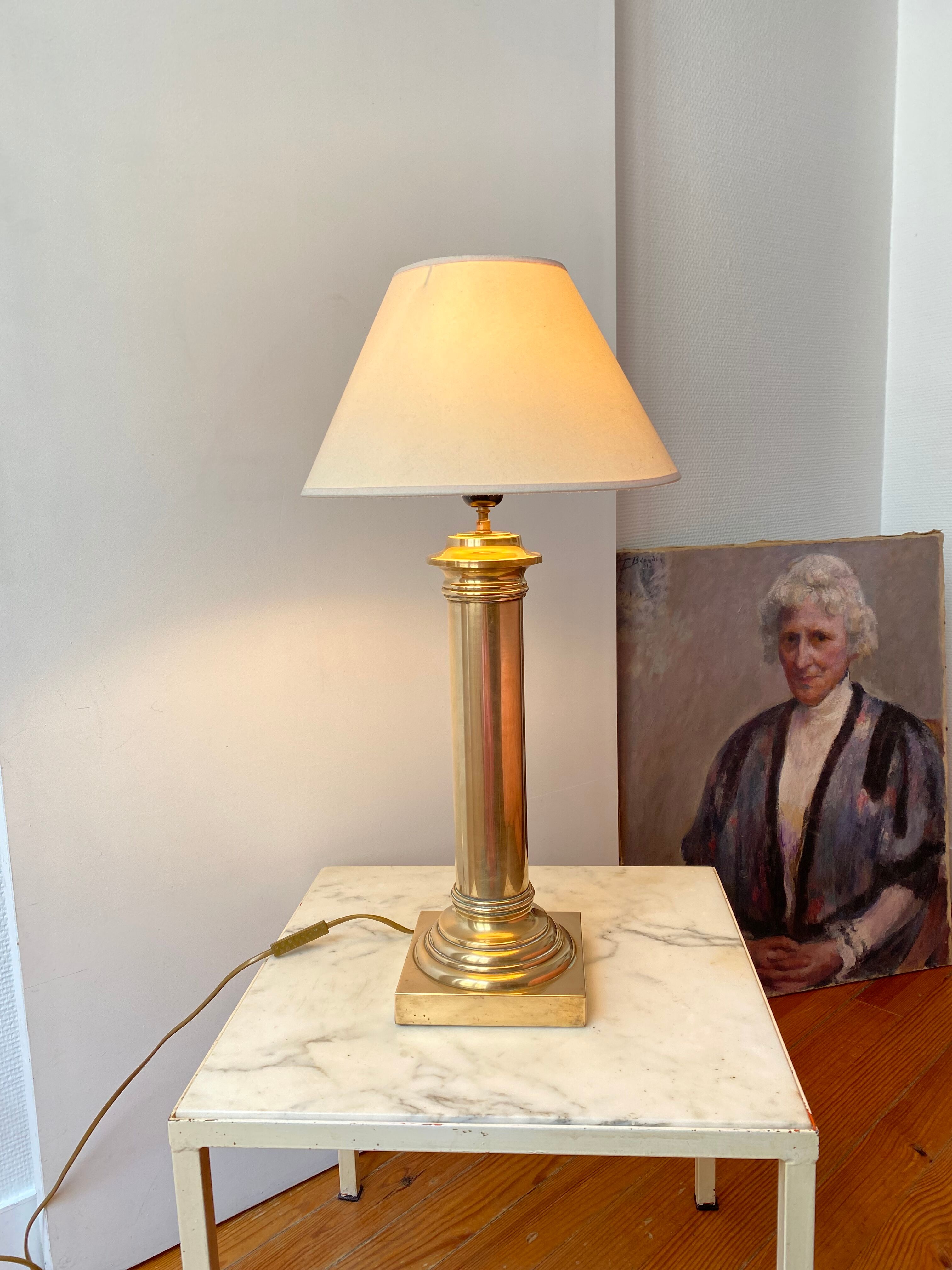 Brass column lamp neoclassical style 60s vintage