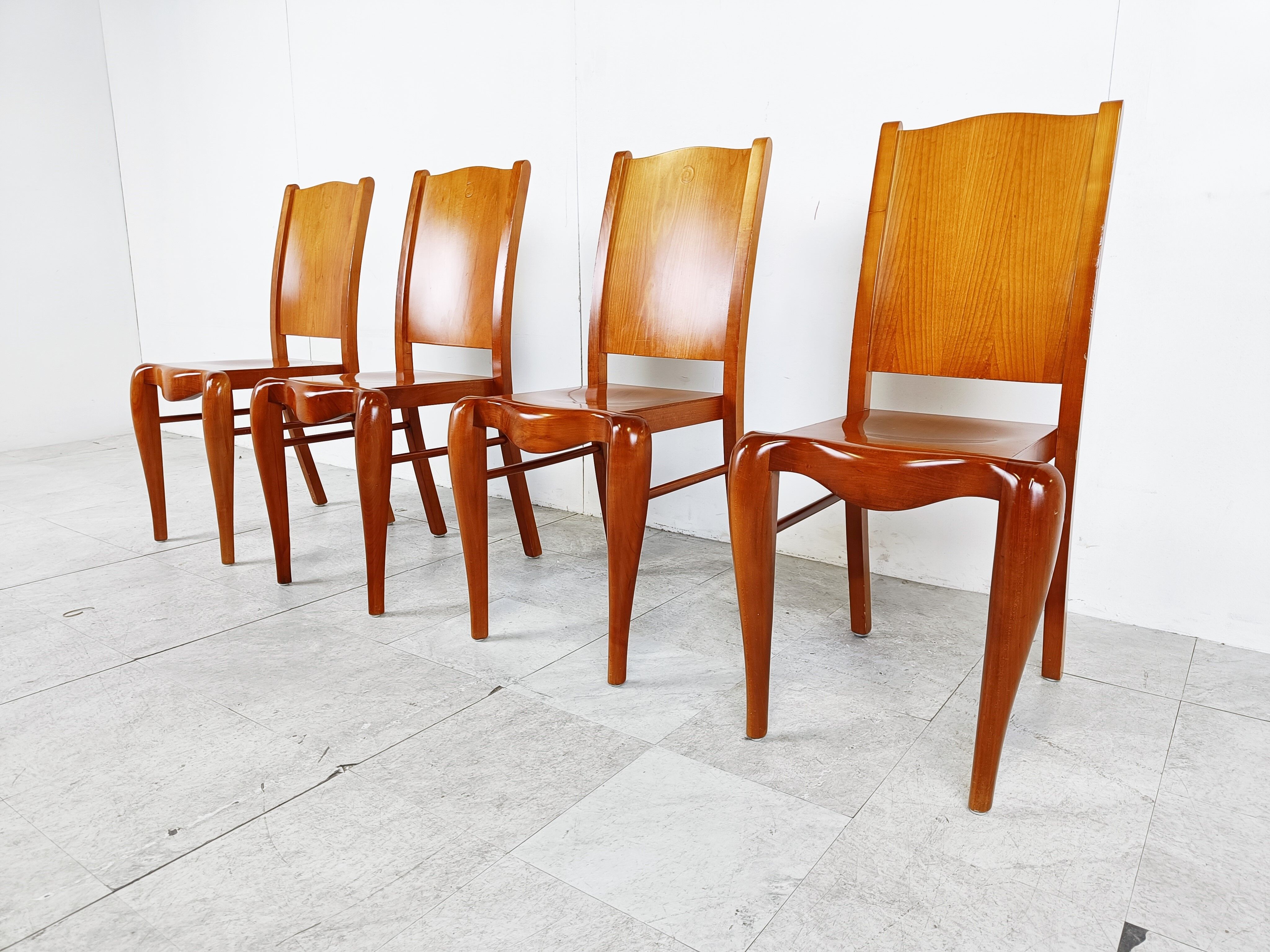Set of 4 wood dining chairs by Philippe Starck 1989