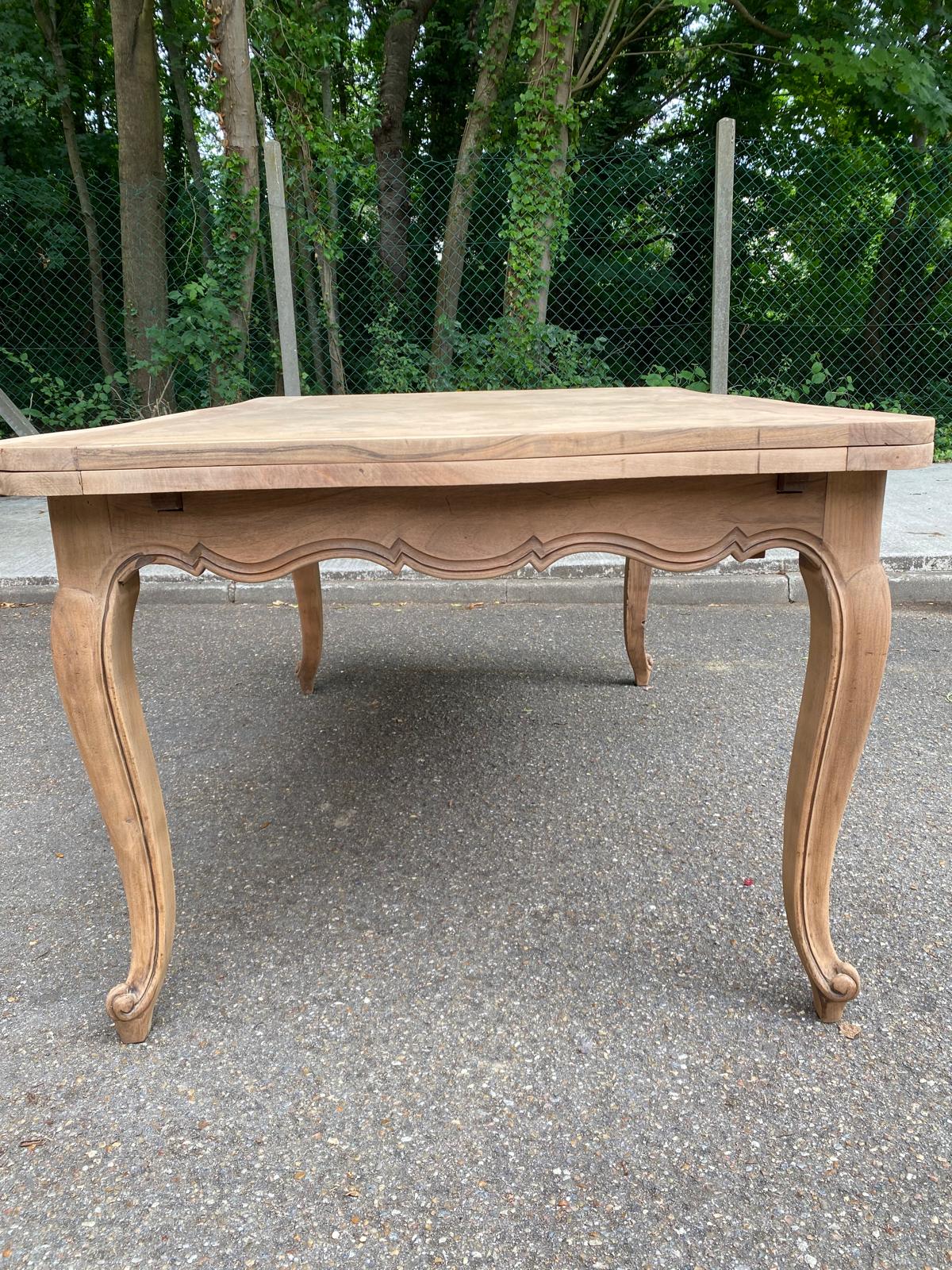 Renovated Louis XV extendable dining table walnut 265cm