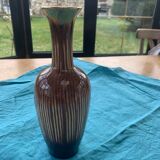 Soliflore vase in beige and gold glazed ceramic, numbered and vintage