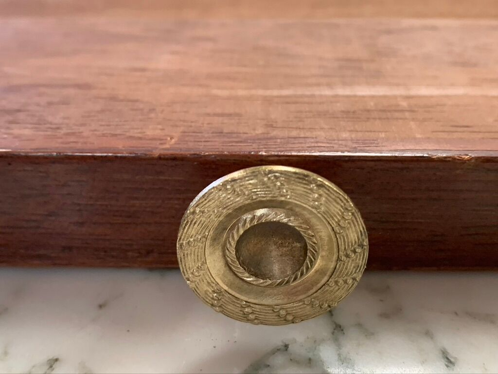 Empire flat desk, mahogany, double-sided, gilded bronzes