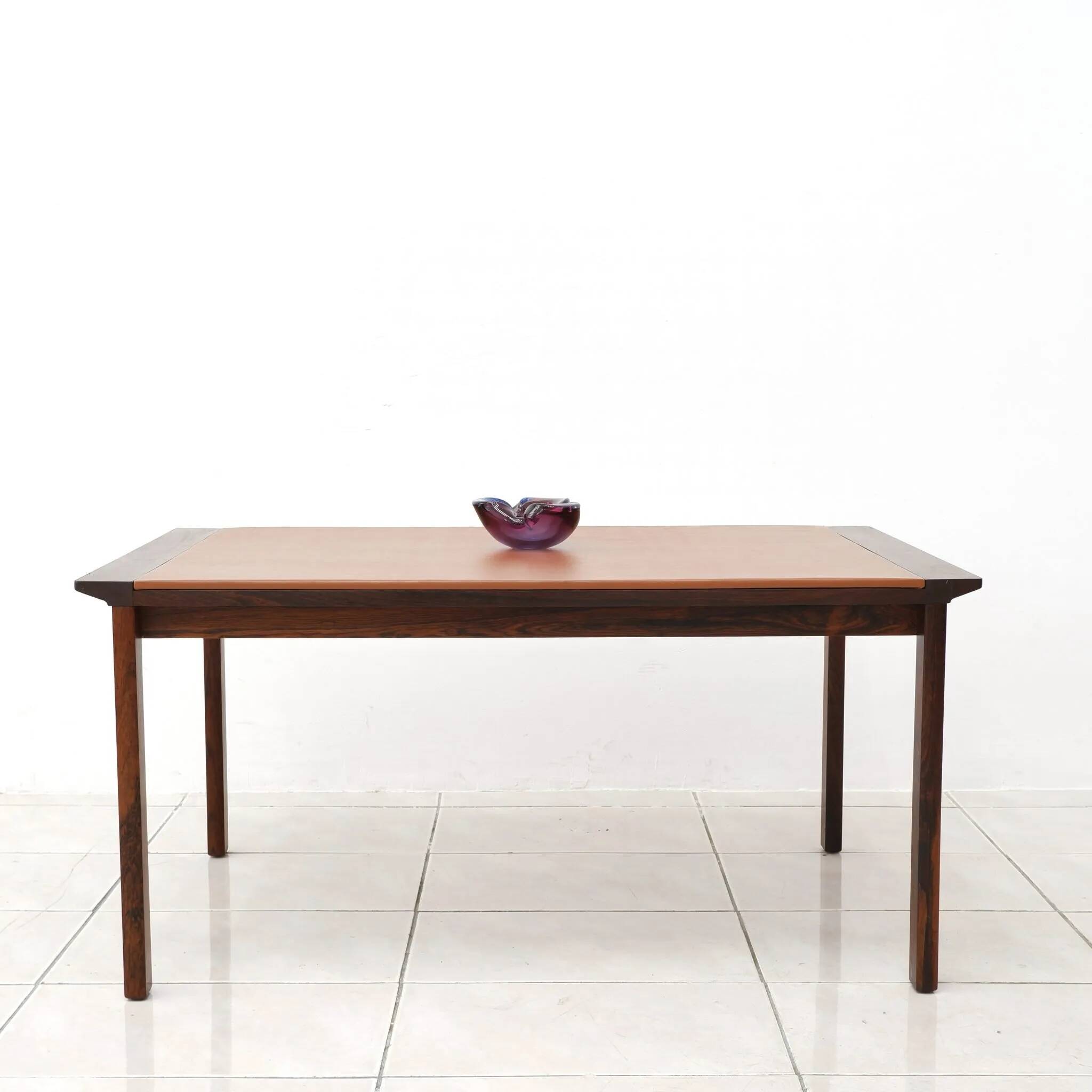 Rosewood and Leather Coffee Table by Hans Olsen