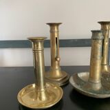 Set 5 vintage brass candlesticks