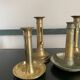 Set 5 vintage brass candlesticks