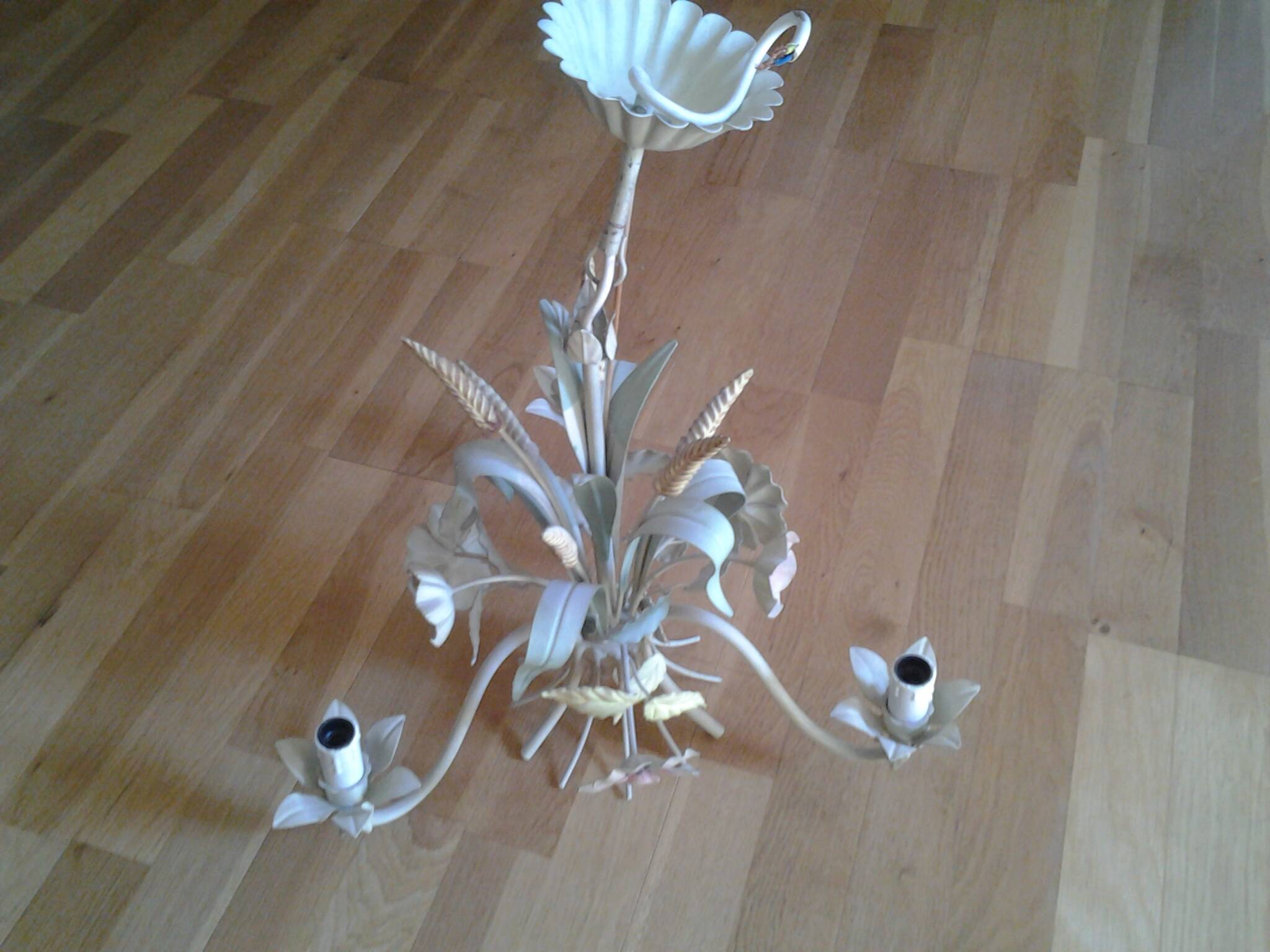 Lustre vintage en métal à décor floral