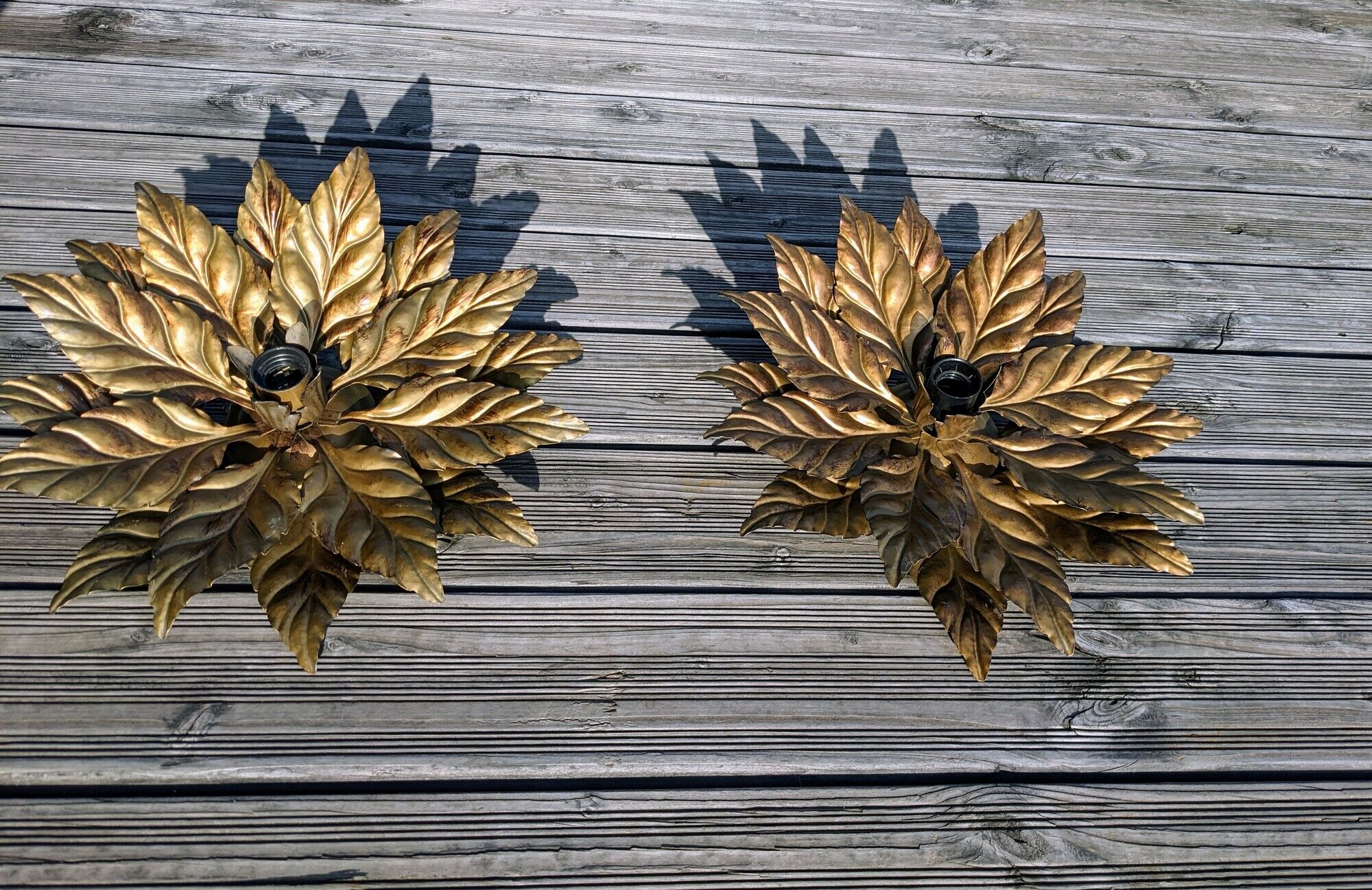 Wall lamps or ceiling lamps in gilded metal sheets Hans Kogl