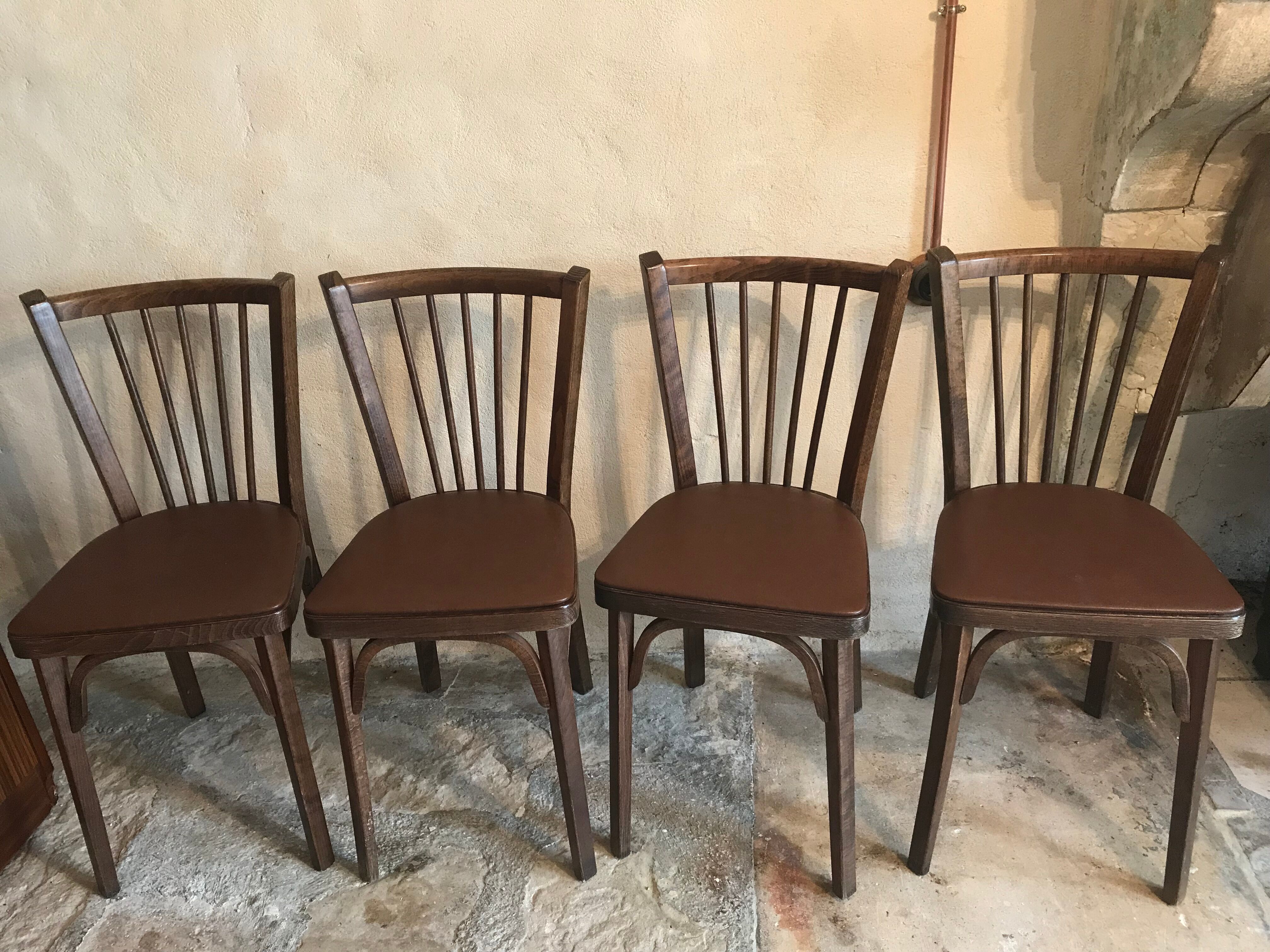 Set of 4 chairs bistrot baumann vintage midcentury