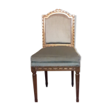 Chaise velours bleu et dorure