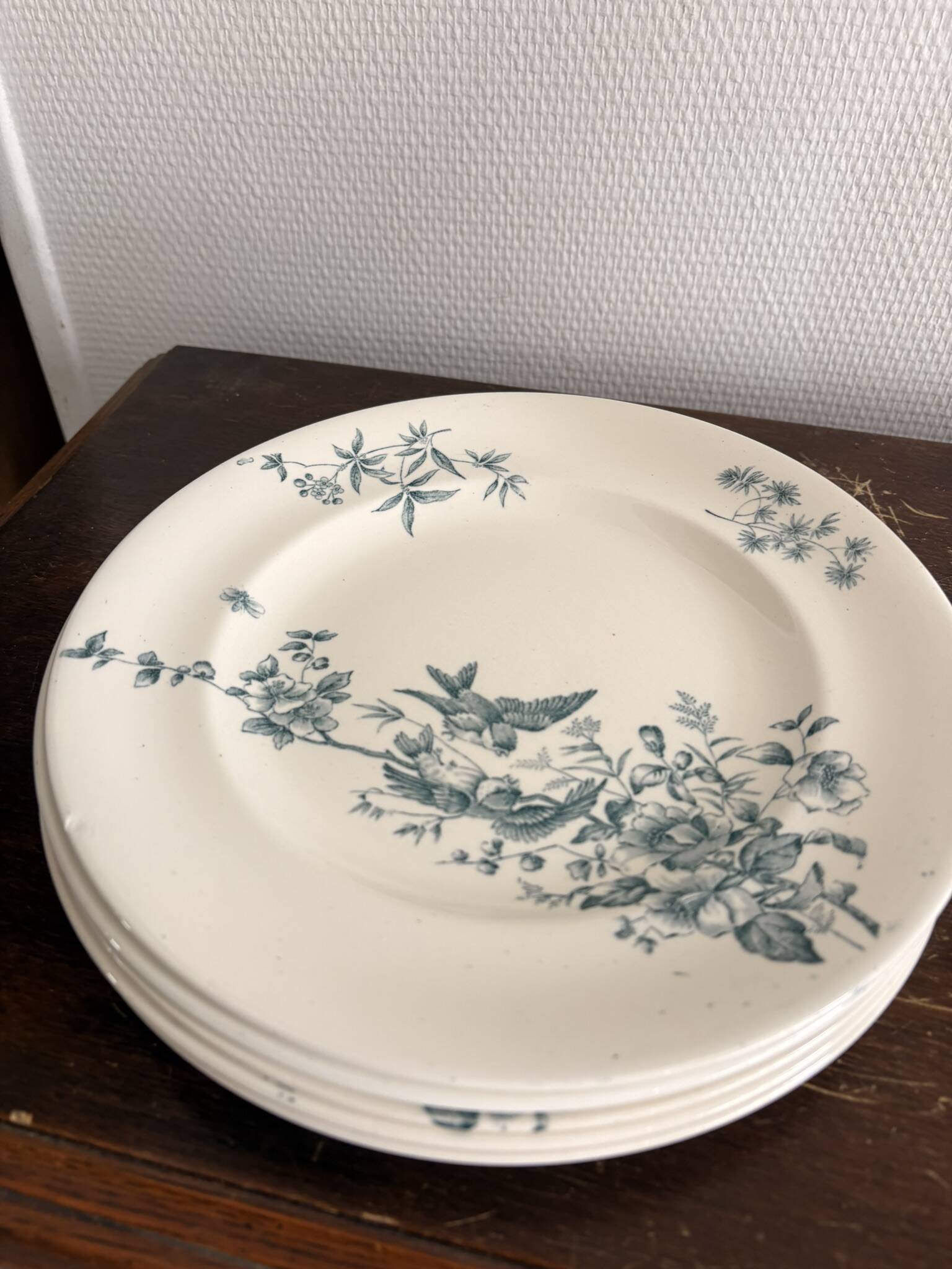 Lot 6 Plate Plates Faience Longwy Model Mignon