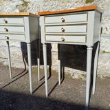 Pair of patinated bedside tables in Louis XVI style