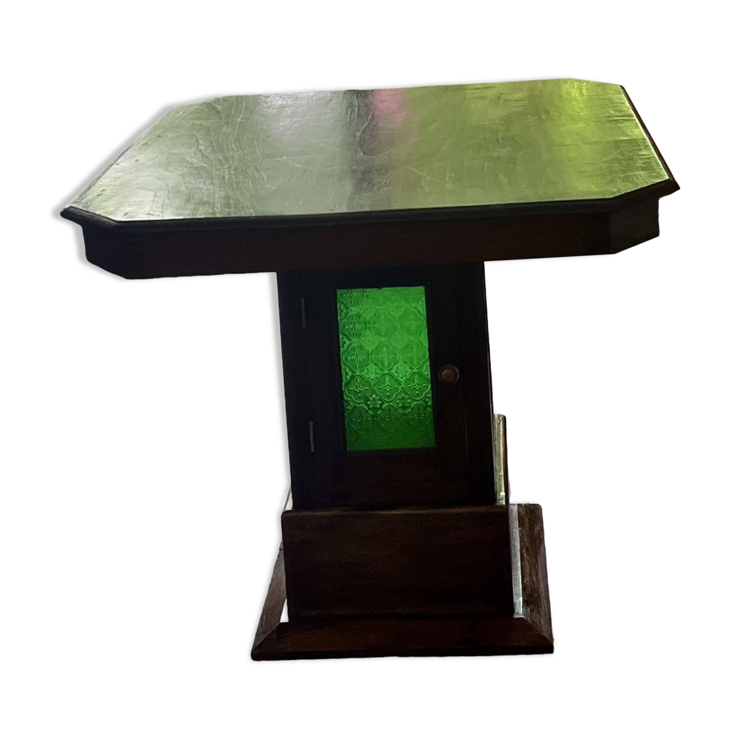 Coffee table - wood and stained glass - Art Deco style