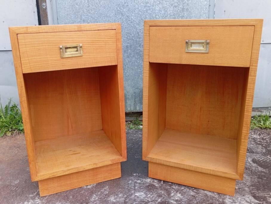 Pair of elm bedside tables