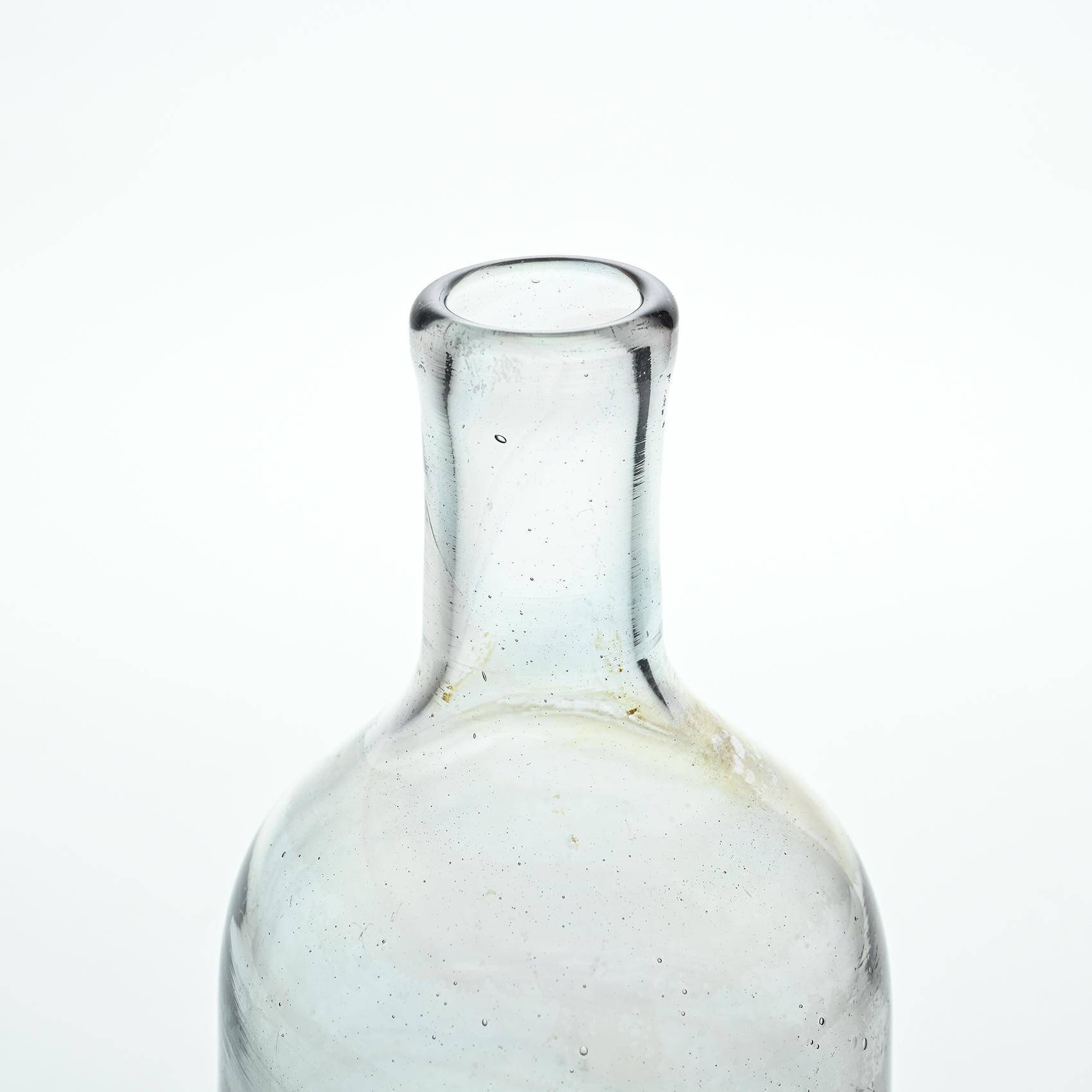 Blown glass bottle by Claude Morin, Dieulefit circa 1975