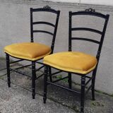 Pair of blackened wood Napoleon III chairs