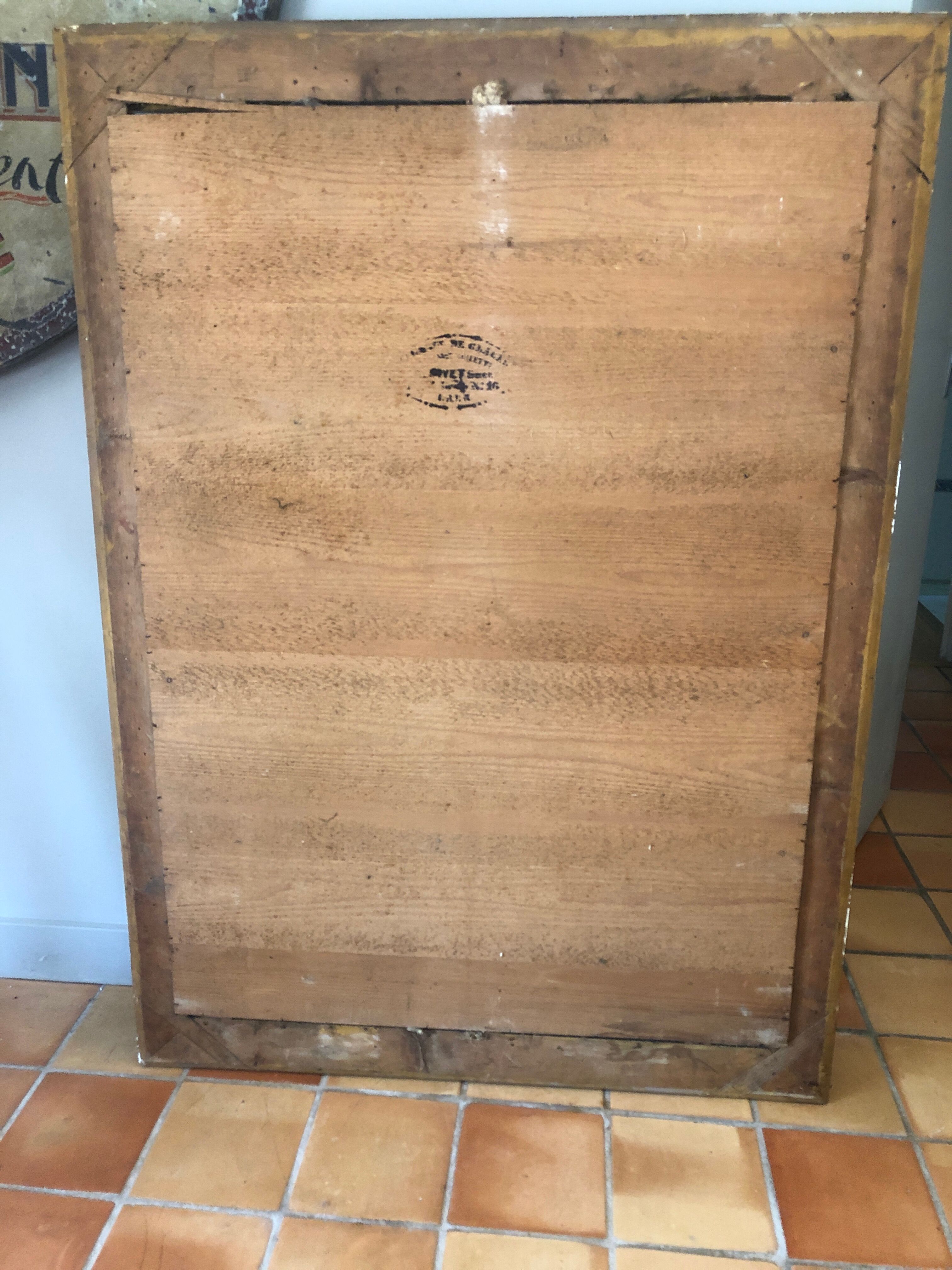 Golden mirror with leaf 141x102