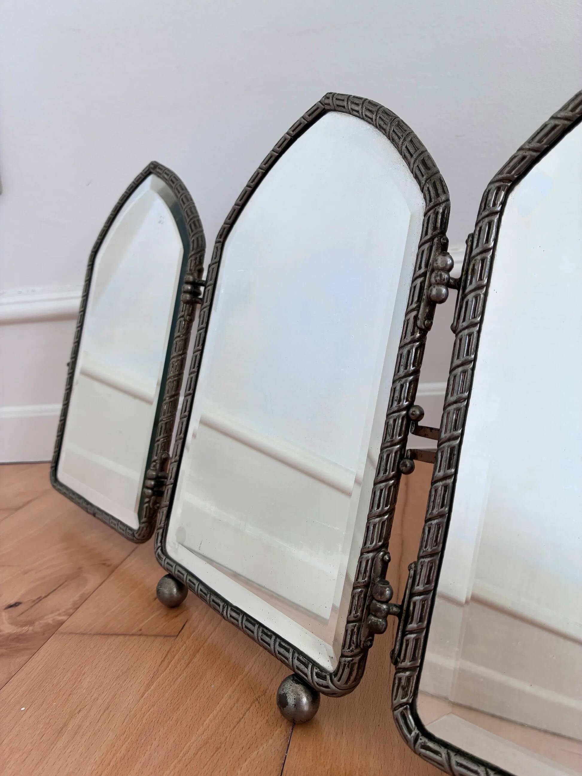 Art Deco tri-fold boudoir vanity mirror, English, 1920s
