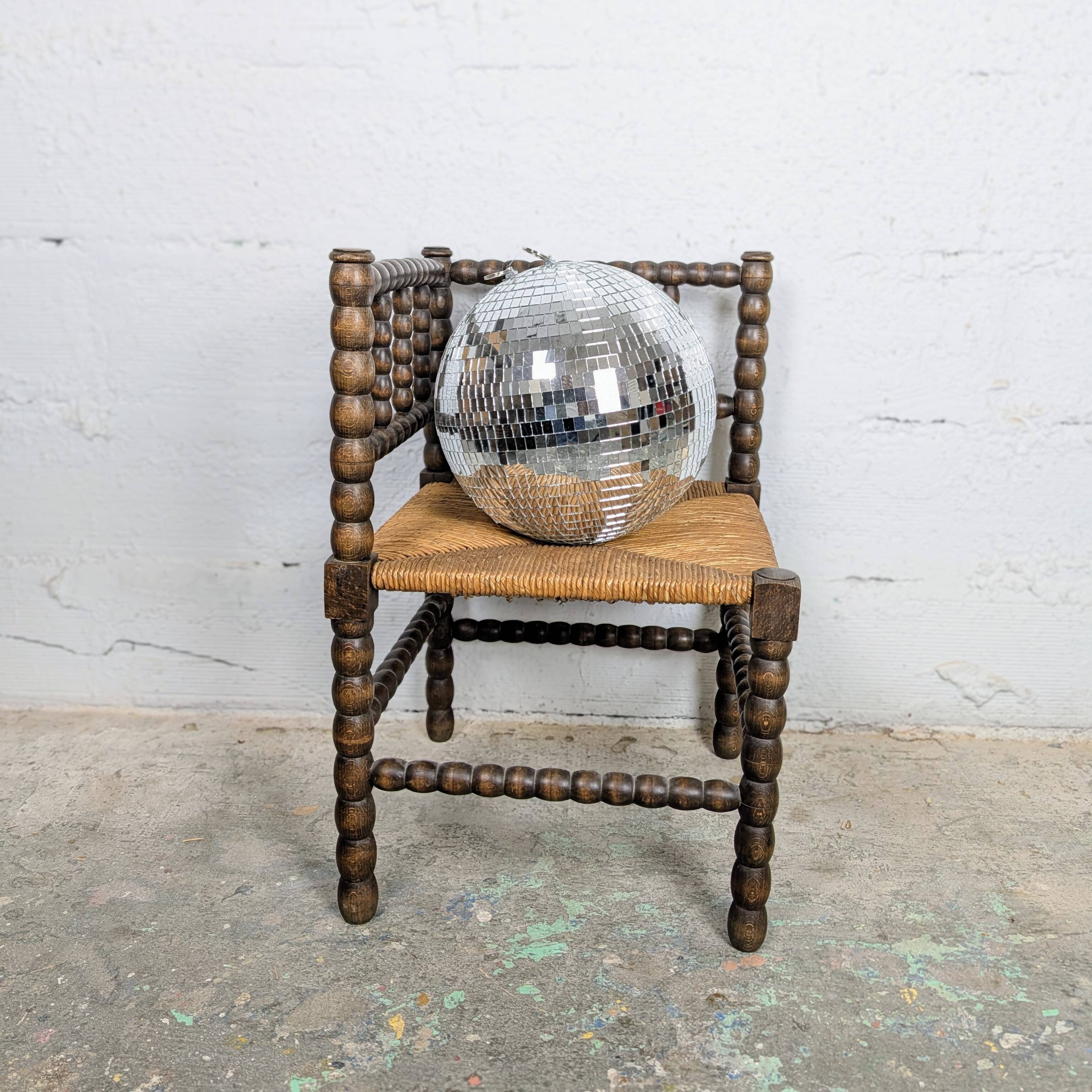 Turned wooden corner chair