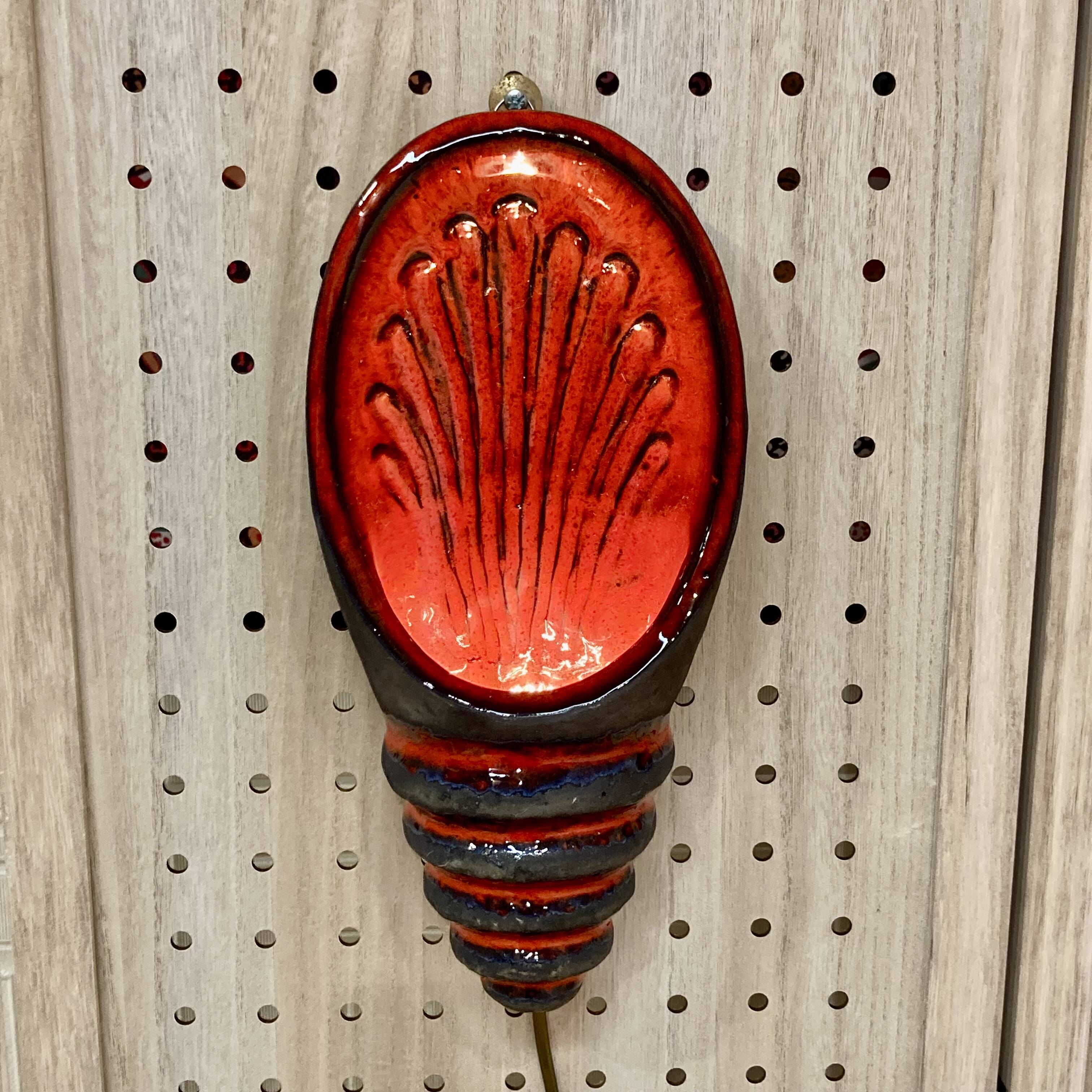 Paire d'appliques terre cuite émaillée design scandinave 1960.