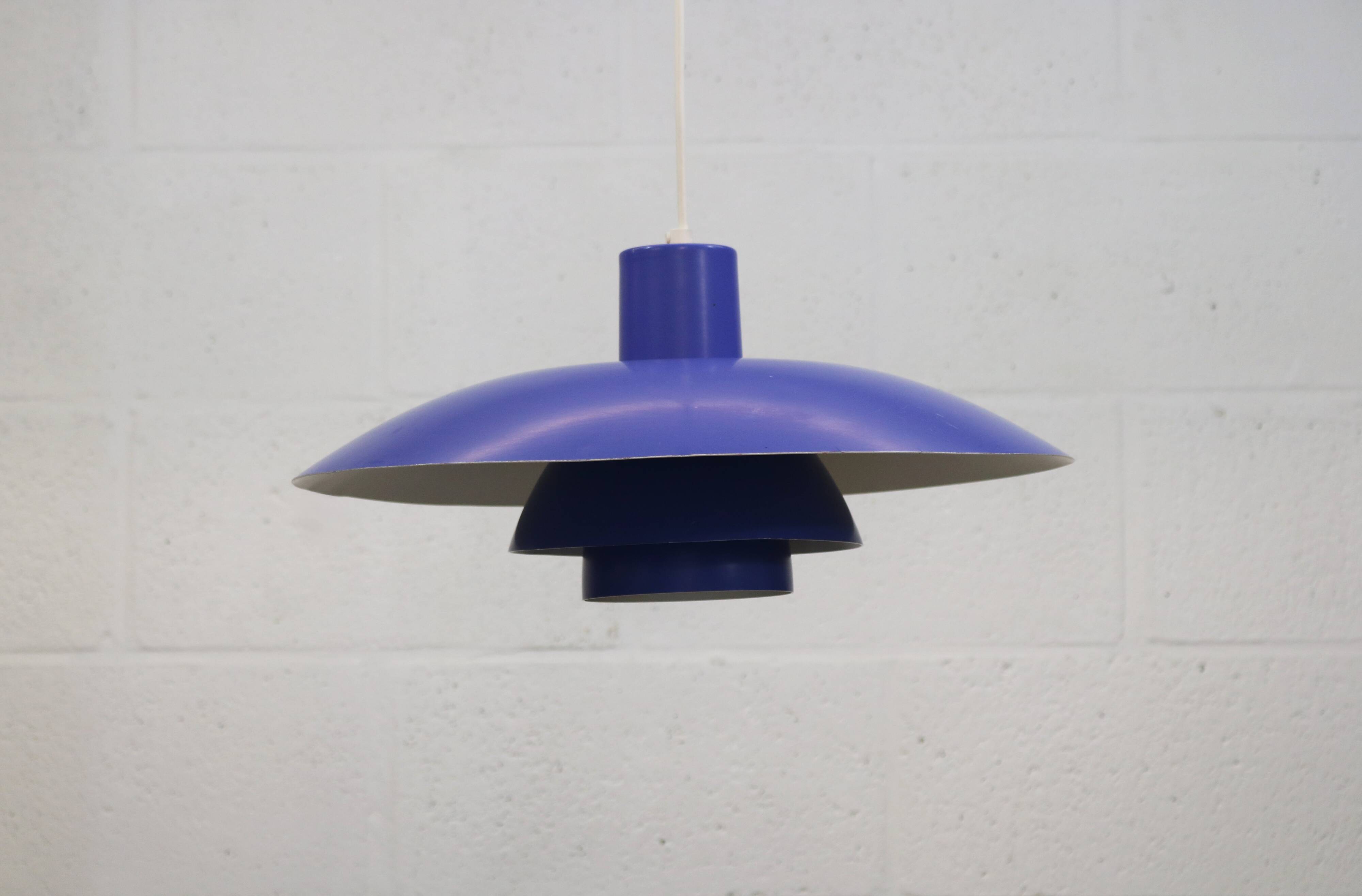 Blue Louis Poulsen PH 4/3 Pendant Lamp: 1970s Scandinavian Design