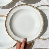4 assiettes creuses porcelaine blanche doré limoges lafarge & c