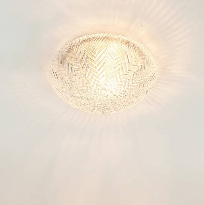 Geometric Transparent Glass Ceiling Light/Flush Mount From Limburg, Germany, 1970s