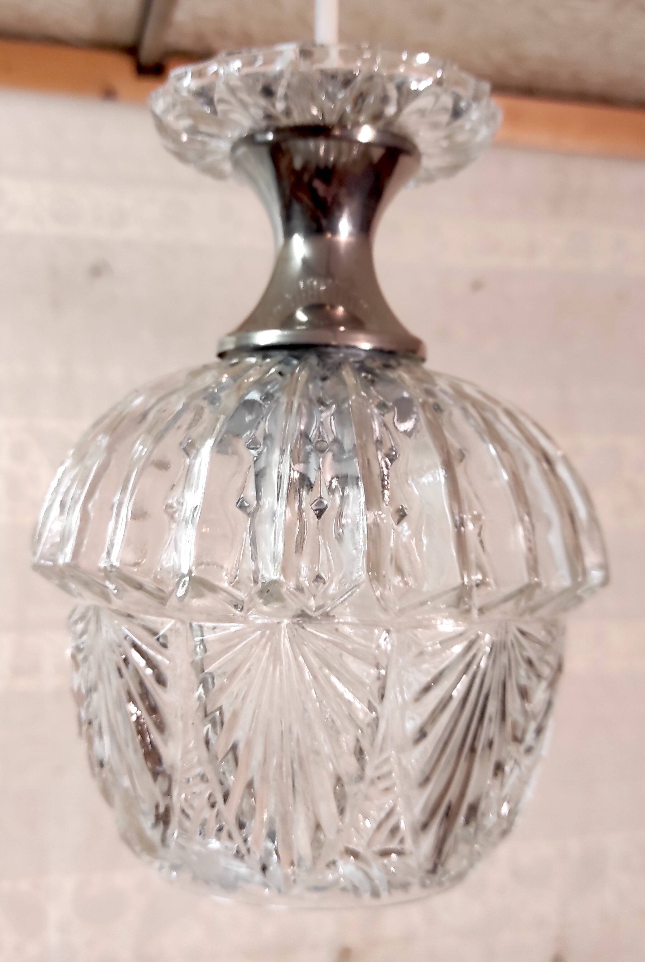 Glass and chrome metal suspension - mid 20th century