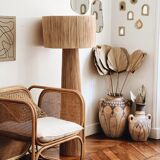Minimalist raffia floor lamp